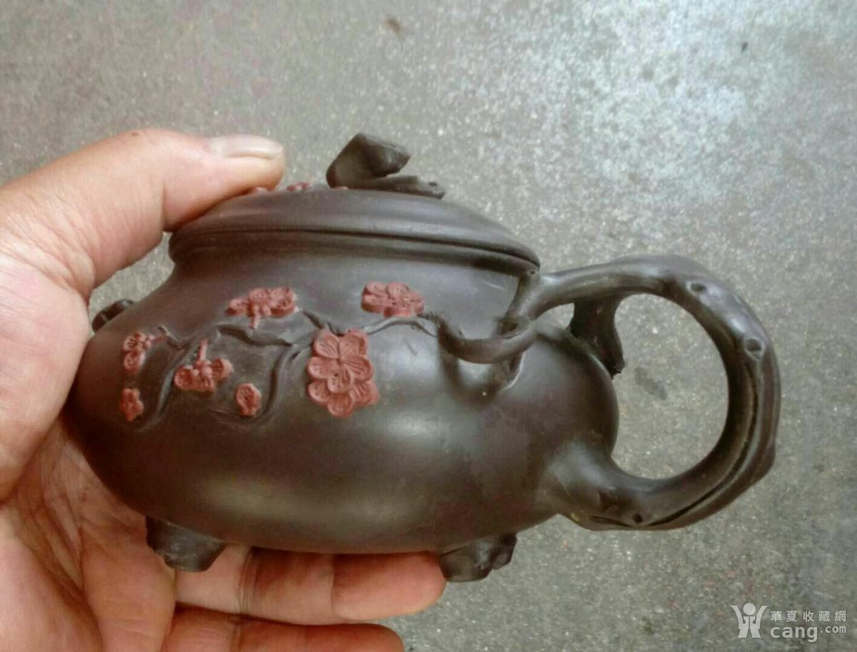 八十年代殷盘凤款三足紫砂壶