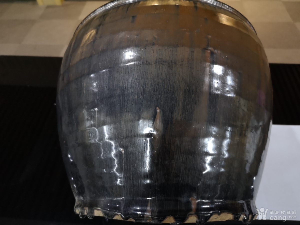 明磁州窑窑变釉大卷缸,全品.