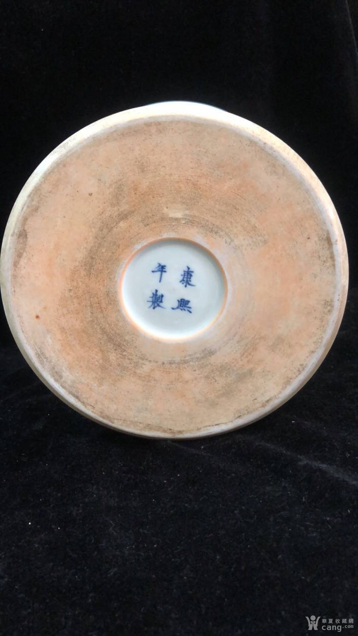 清康熙青花人物故事姬带图笔筒