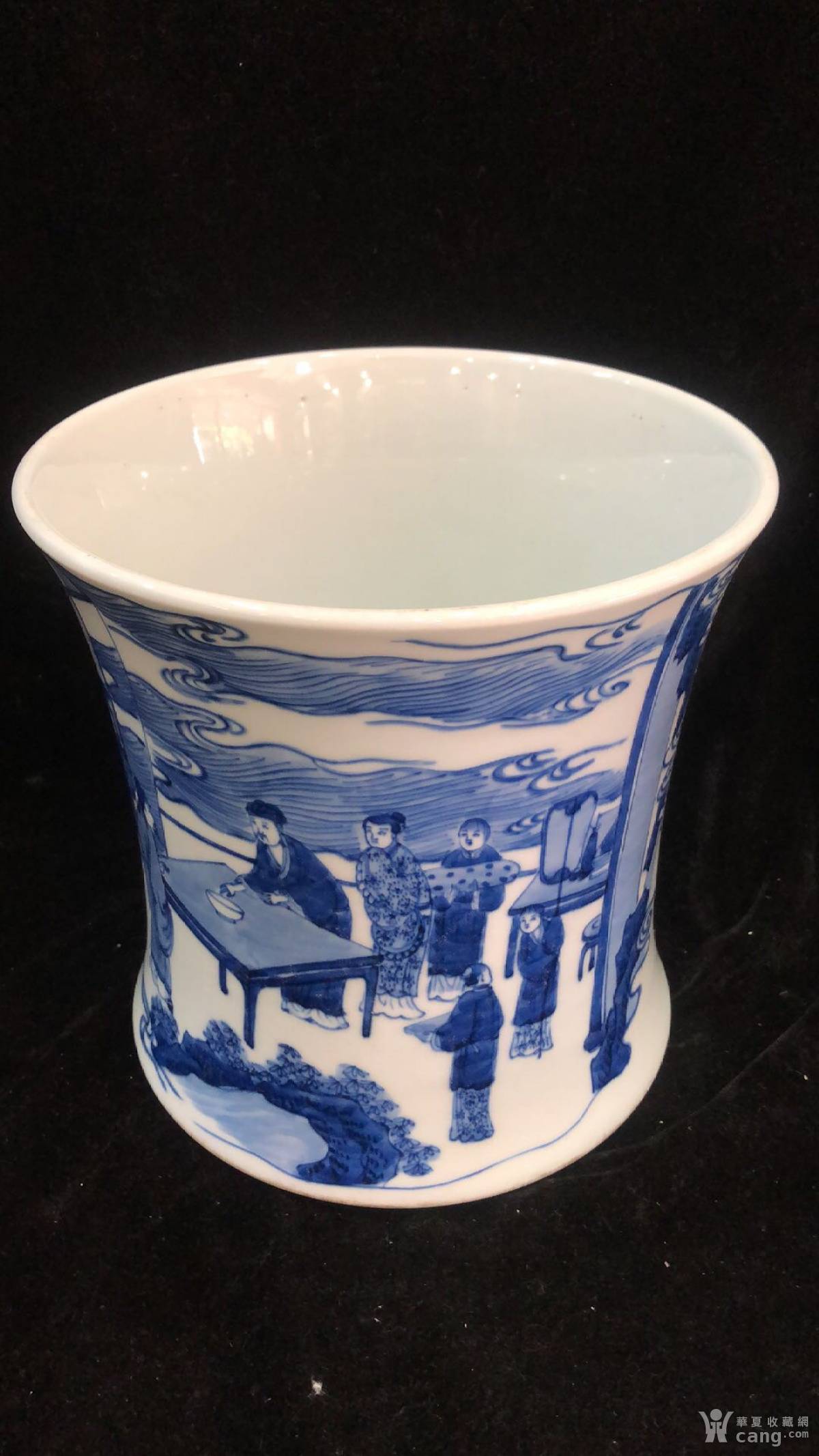 瓷器 清 清康熙青花人物故事姬带图笔筒 安全提示为保障您的利益,请在