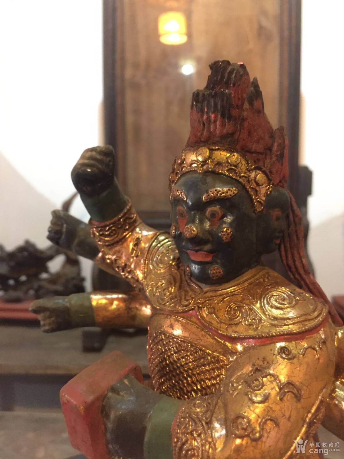 老木雕神像造像佛像古玩清代文房摆设雕件摆件木器三头六臂