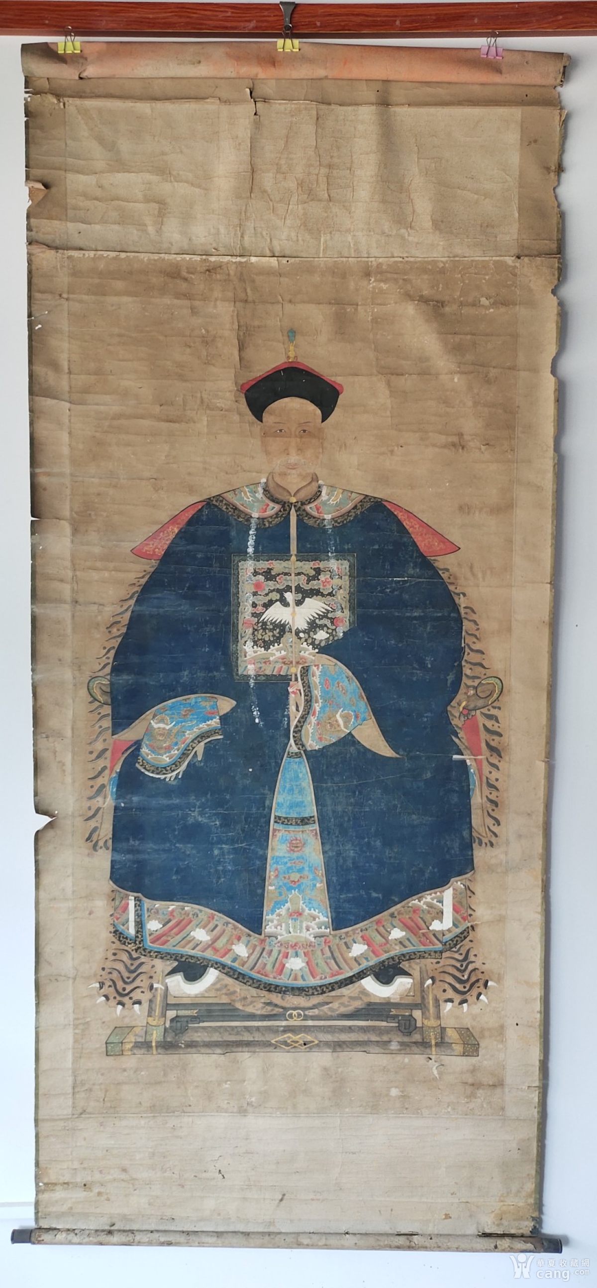 清代五品官员祖宗像一对,品相完整如图