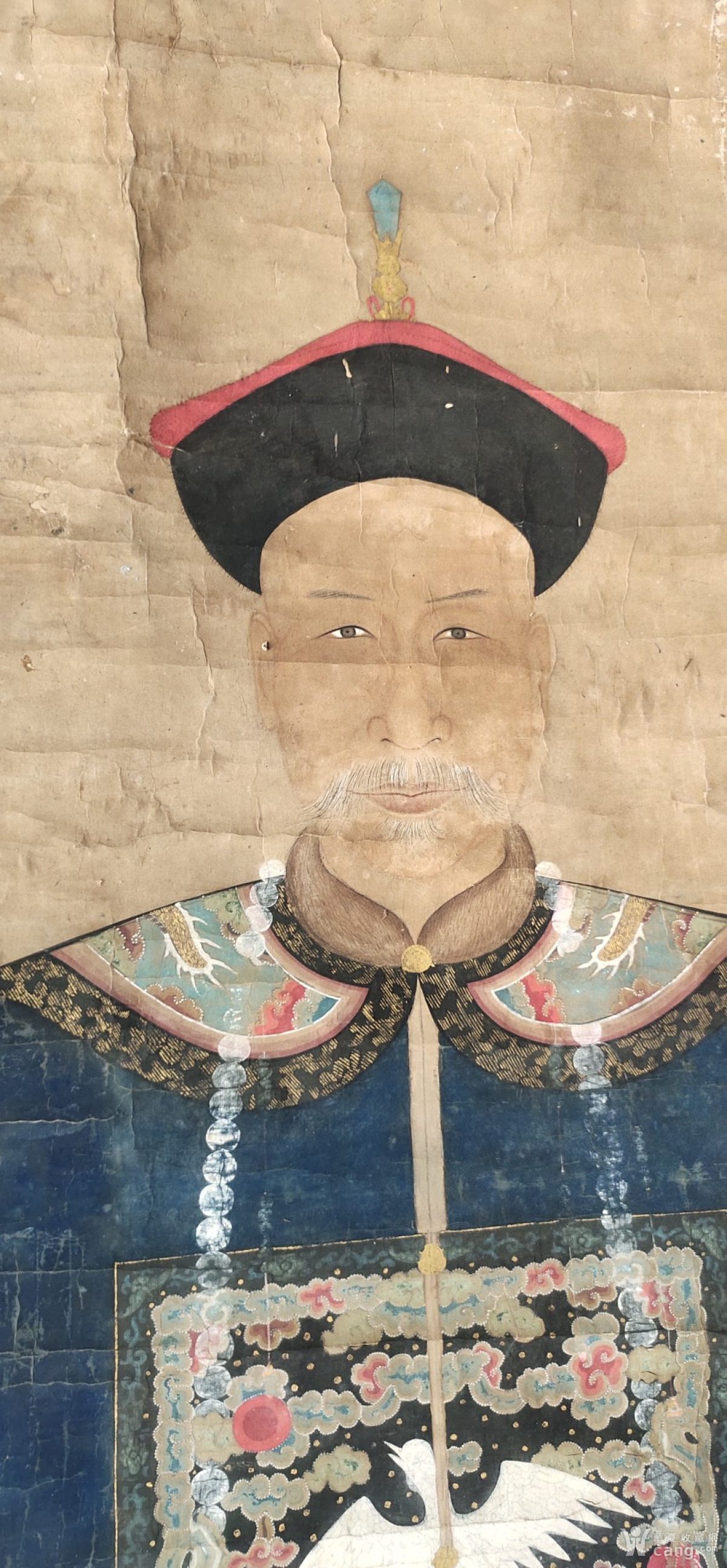 清代五品官员祖宗像一对,品相完整如图