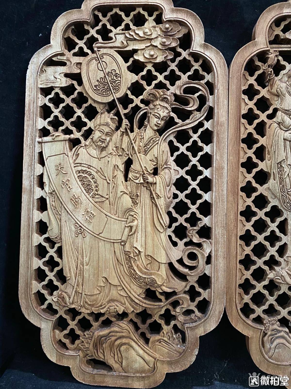 香樟木精工透雕人物花板4块一套