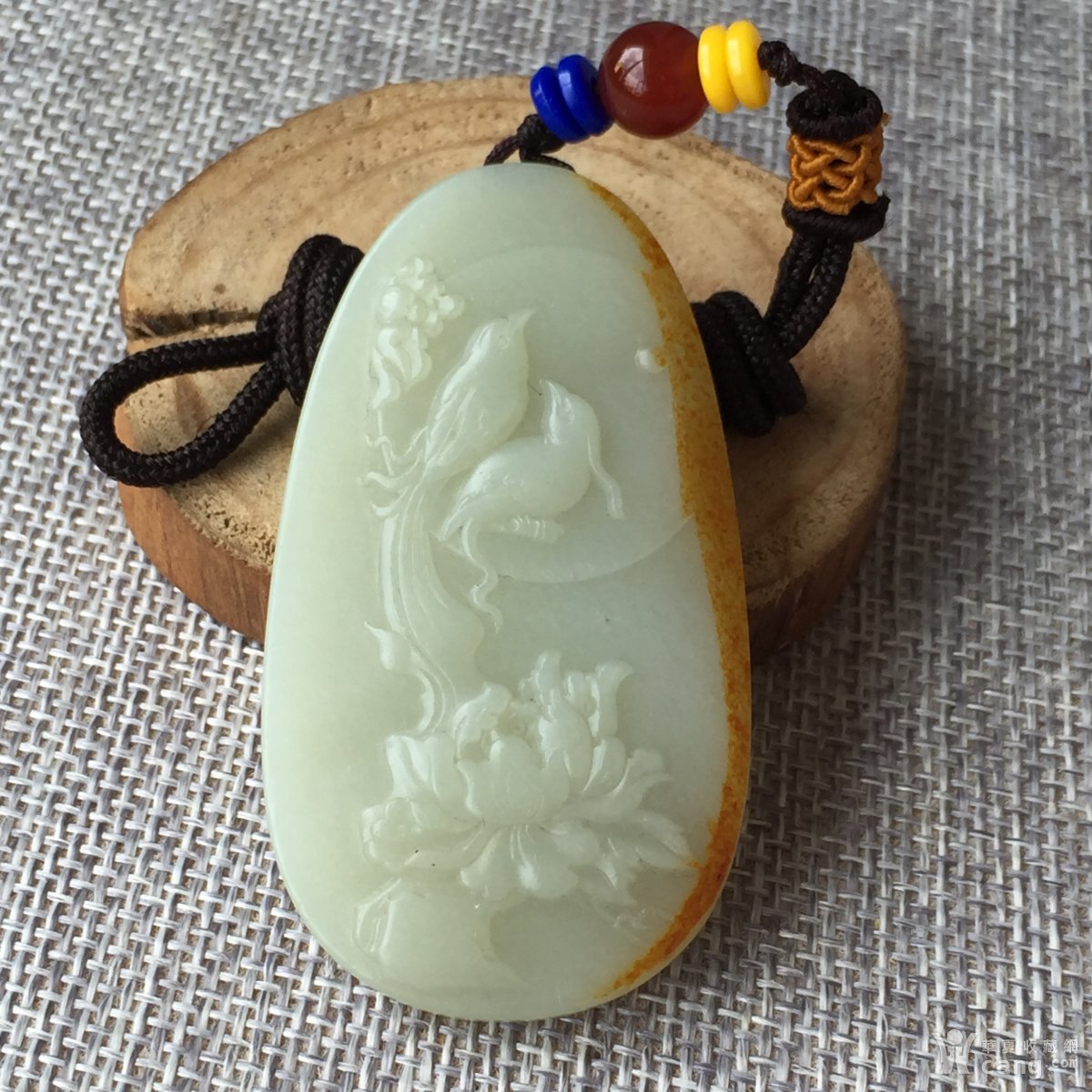 【精品放漏】精品天然玉石和田籽料花开富贵挂件