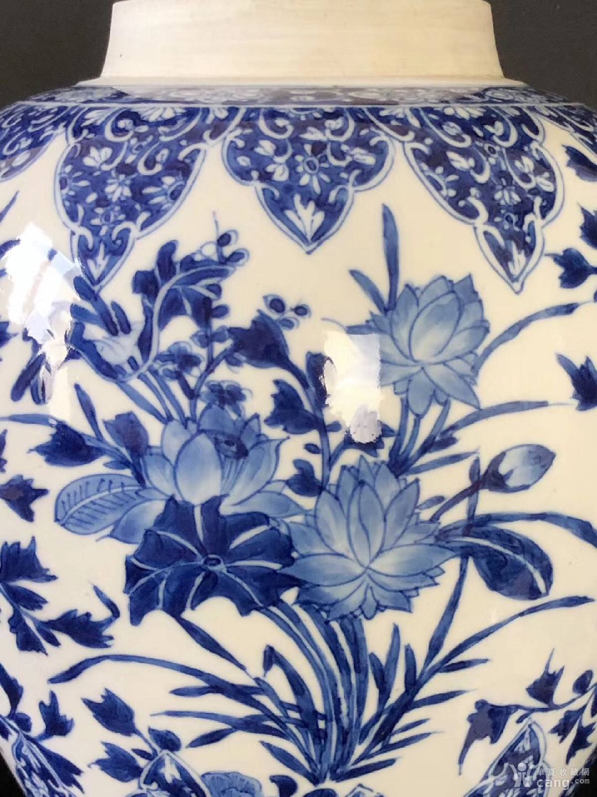精美】清康熙·青花莲花纹大盖罐