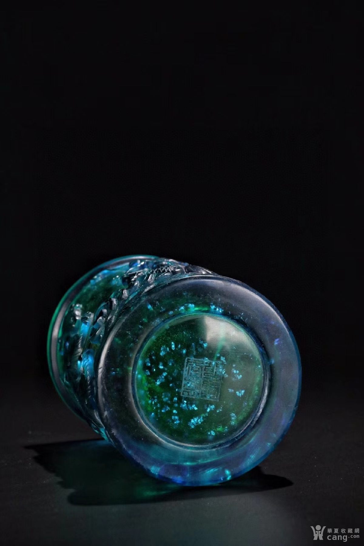 【清,老料器琉璃龙纹文房笔筒】