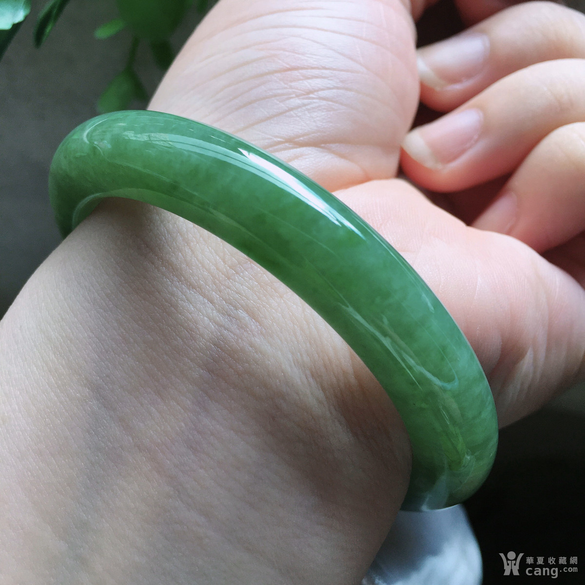 天然翡翠a货老坑正圈玉手镯冰糯种满色水润玉镯子