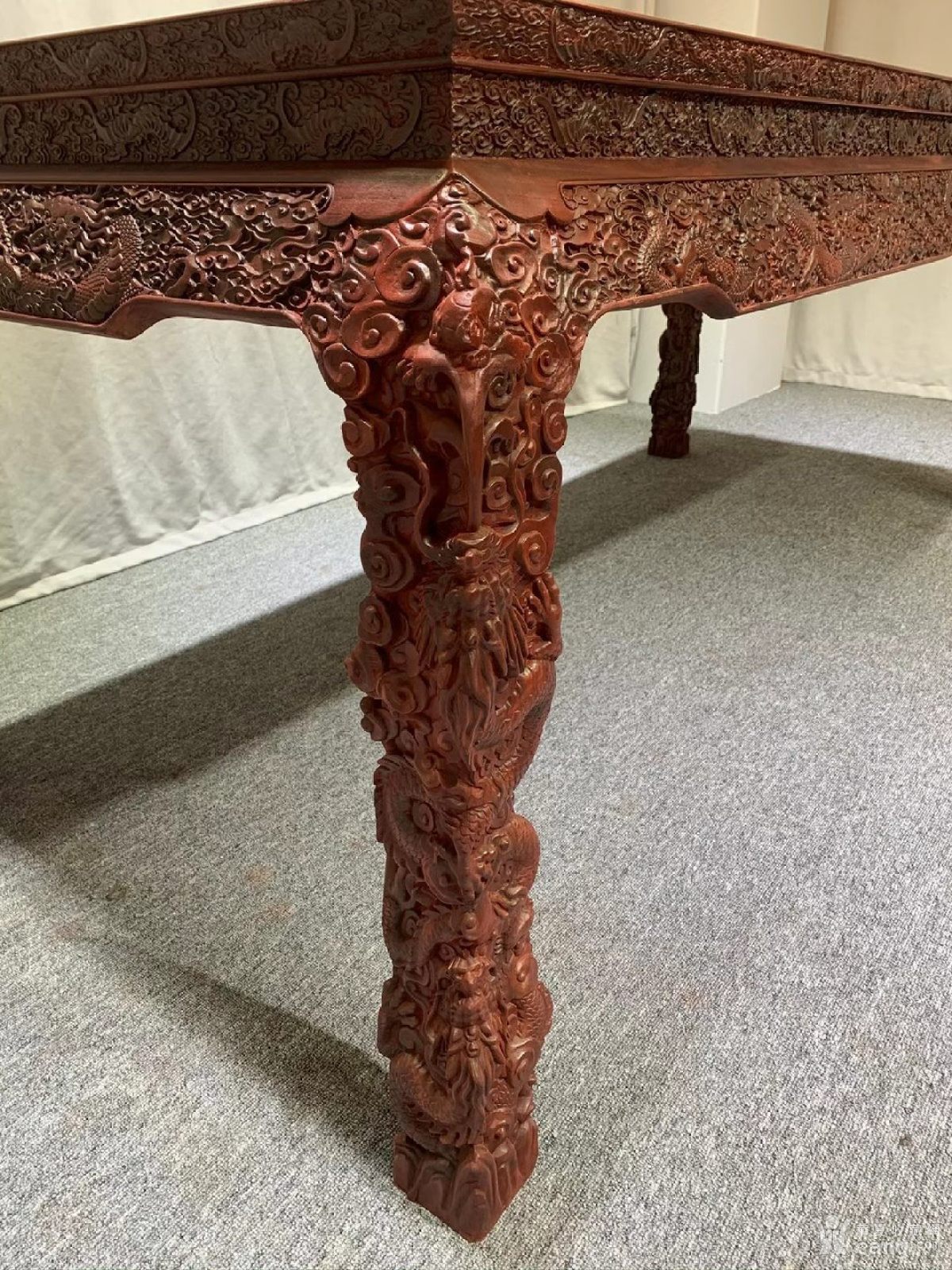 【赞比亚紫檀】2.16米雕龙画案