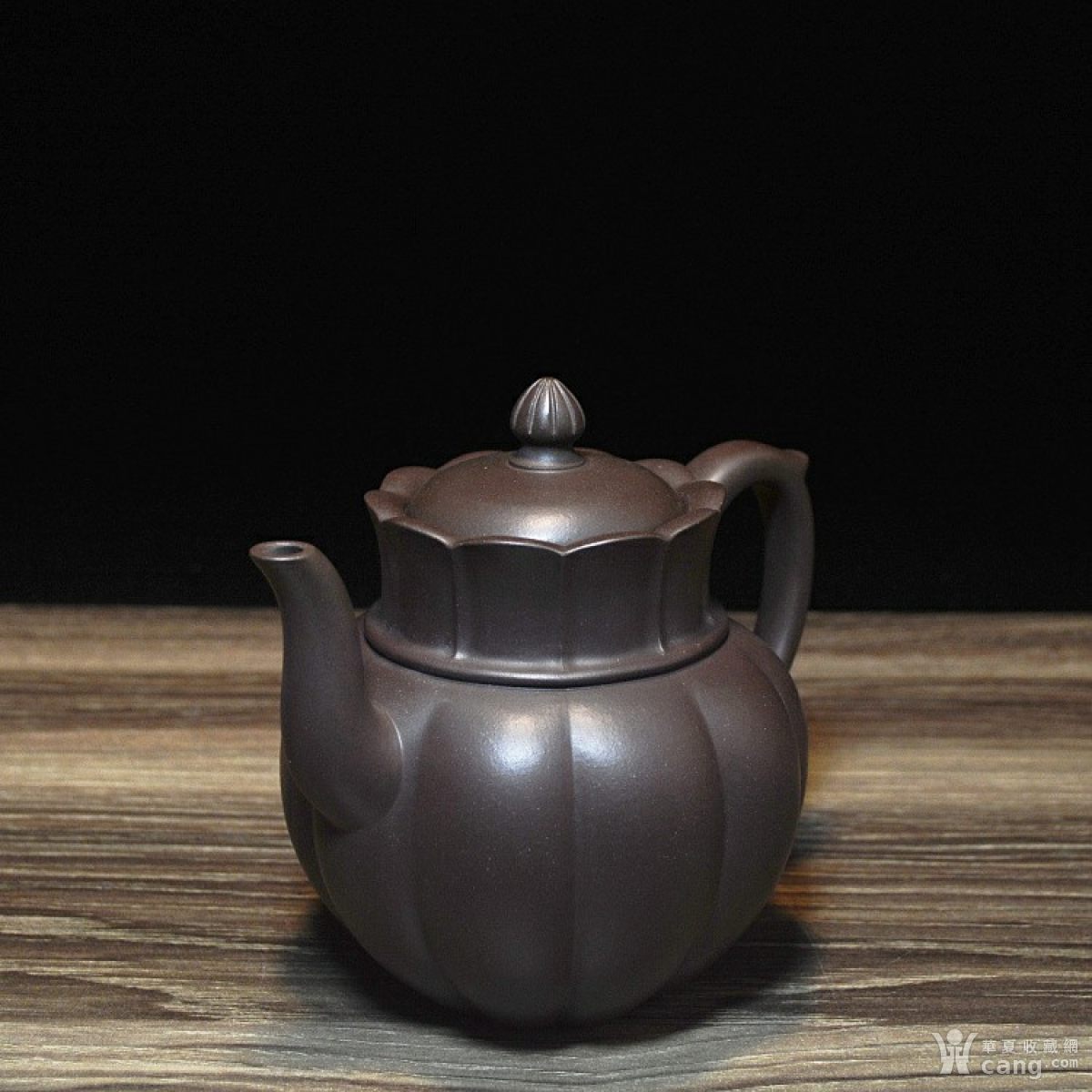 宜兴紫砂壶早期原矿紫泥筋囊莲心僧帽壶