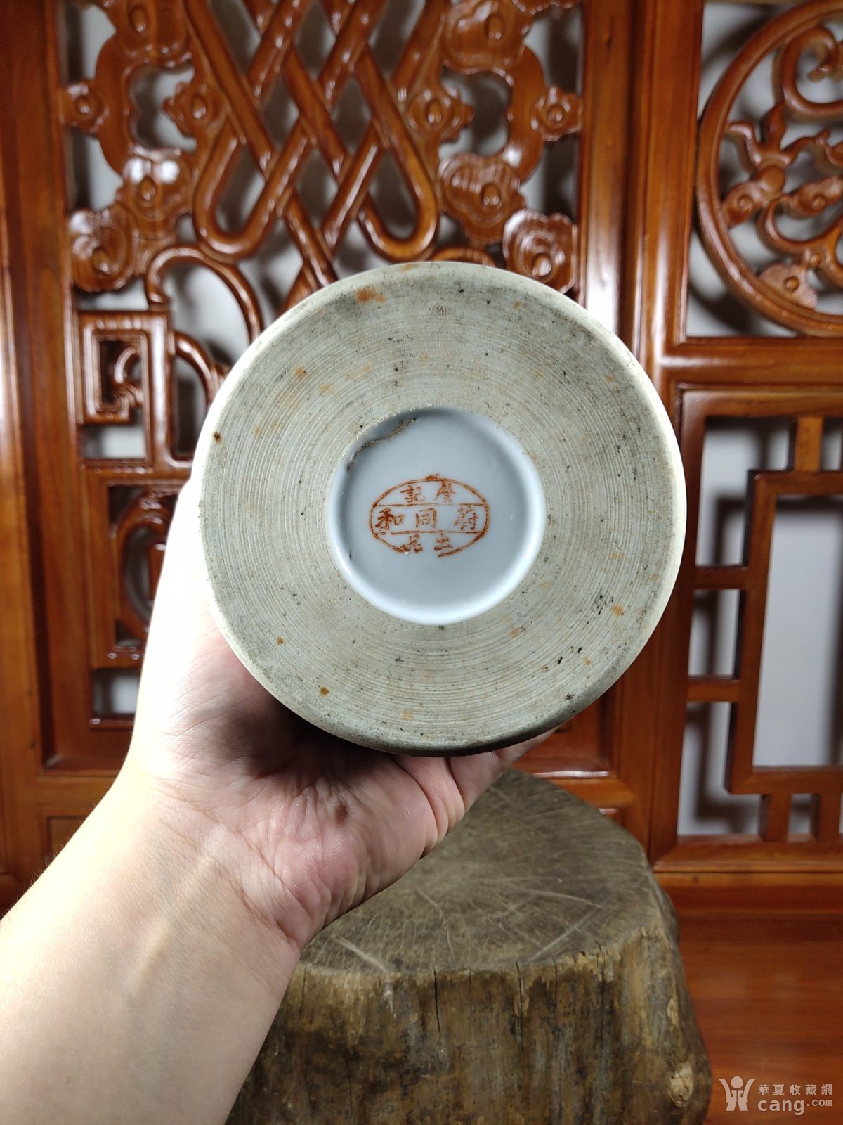 晚清名家蔚同和粉彩浅绛彩花鸟帽筒