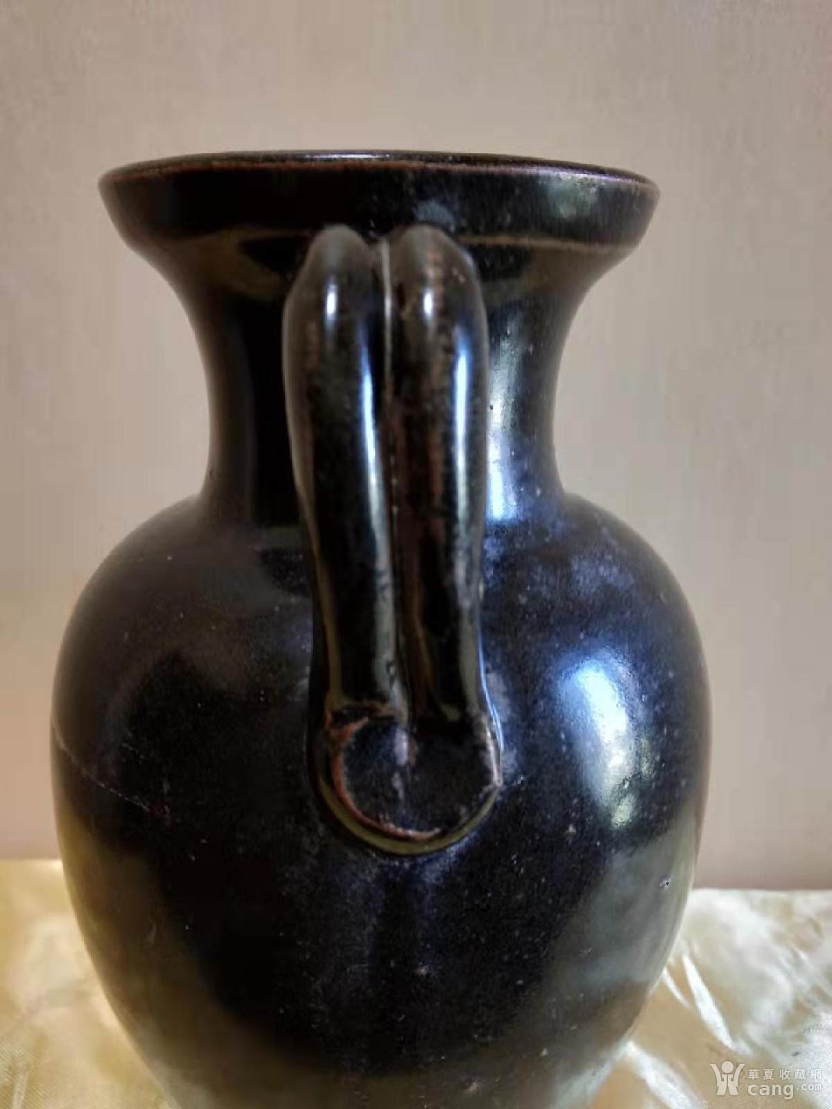 小流黑釉盘口执壶