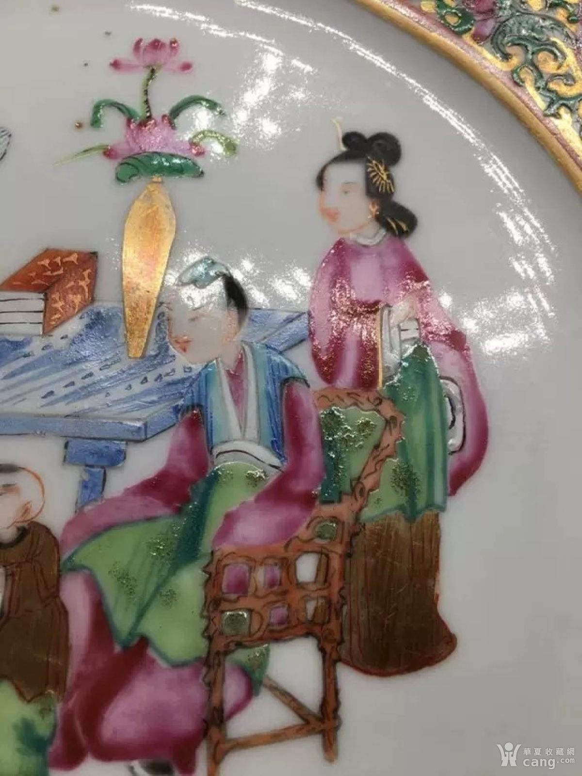古玩古董 包老保真 清代老瓷器 粉彩人物 盘 子古风 老货