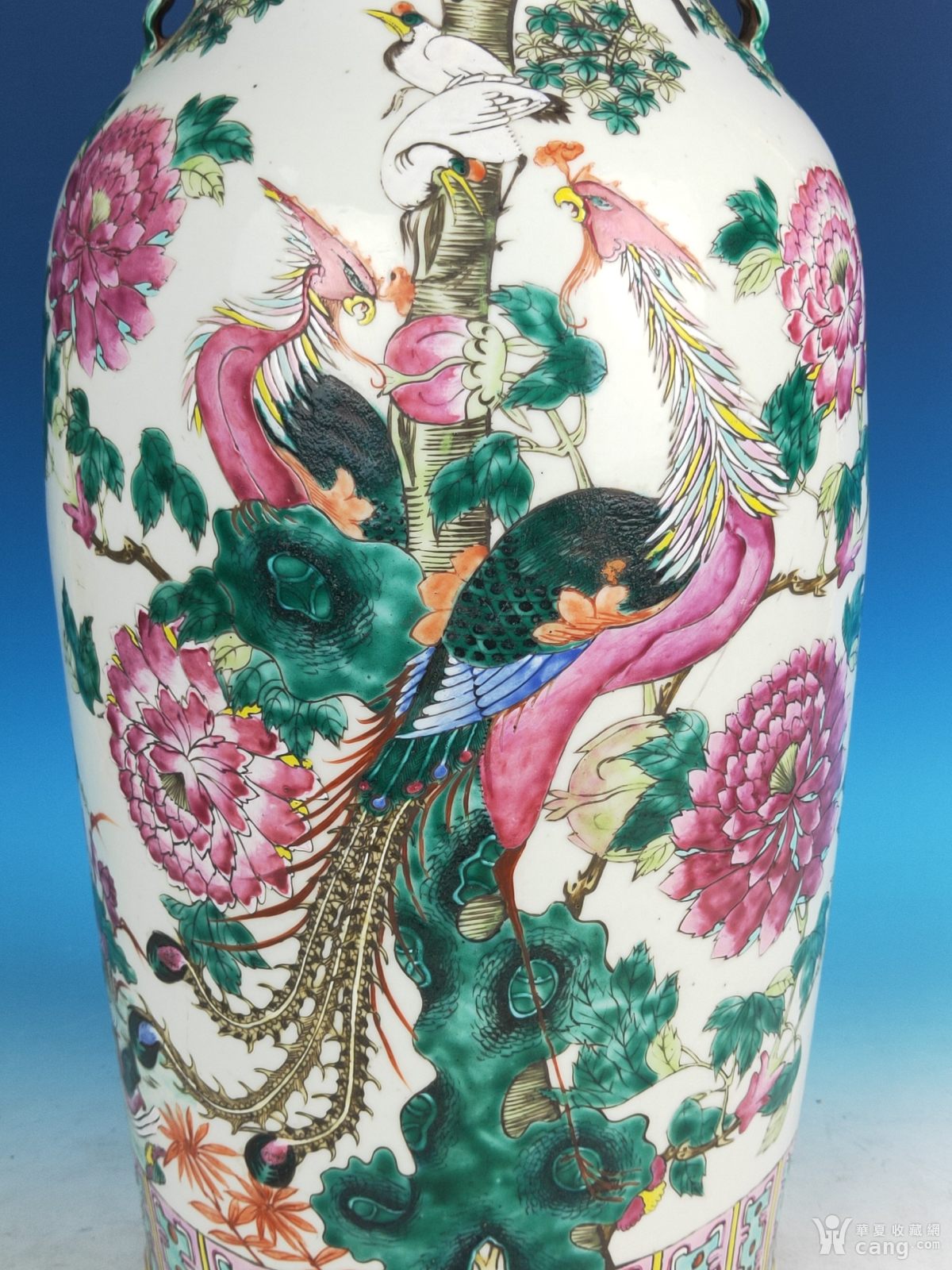 瓷器 清 精品重器300件清晚期粉彩五伦图狮耳盘口大瓶: 精品重器300件