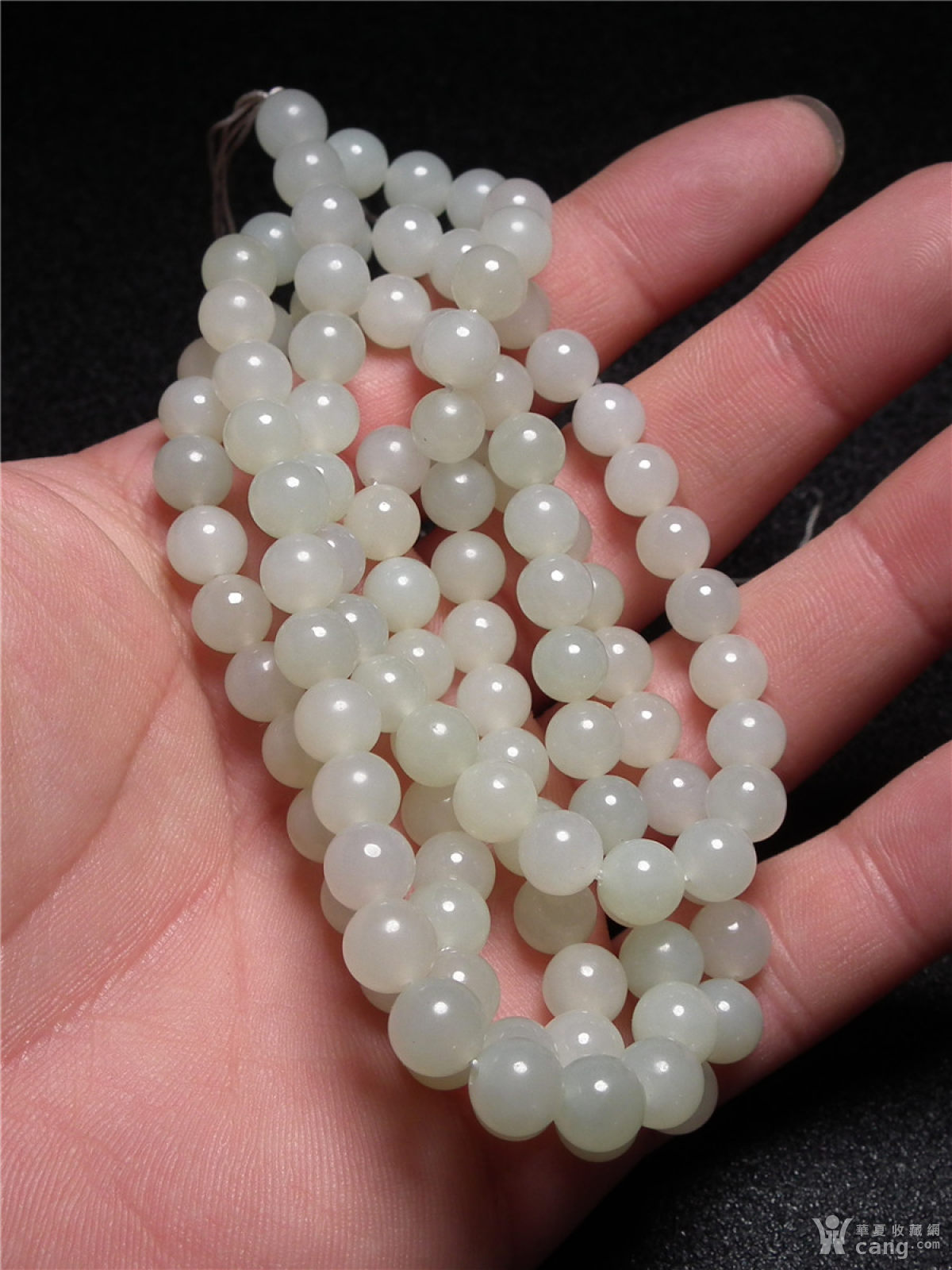 0513 和田青白玉玉珠项链一串