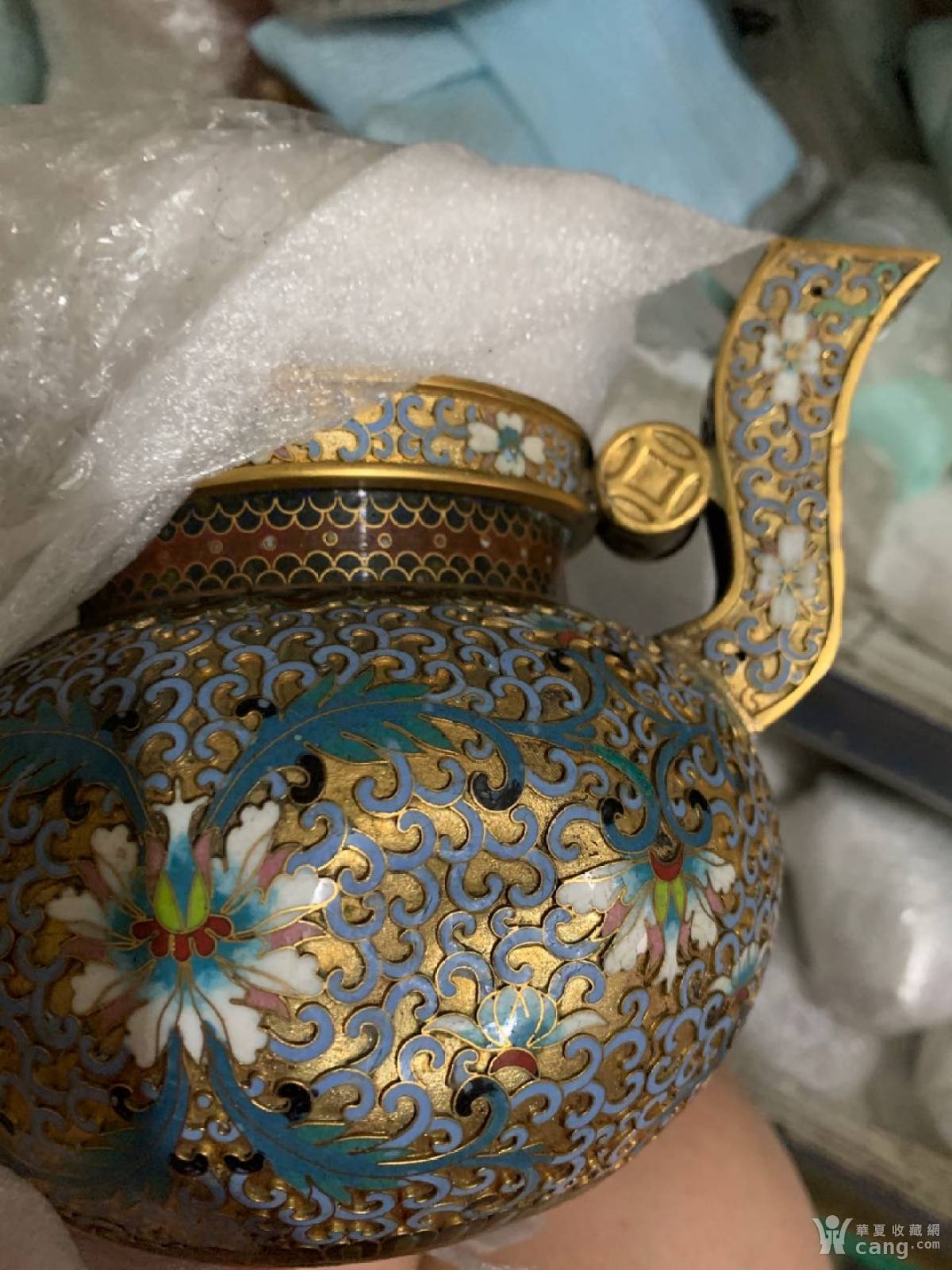 【美国回流】民国_铜胎掐丝珐琅_冲天耳三足__铜香炉