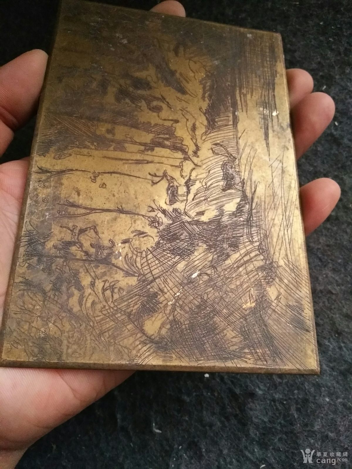 满工雕刻老铜板画识货的拿