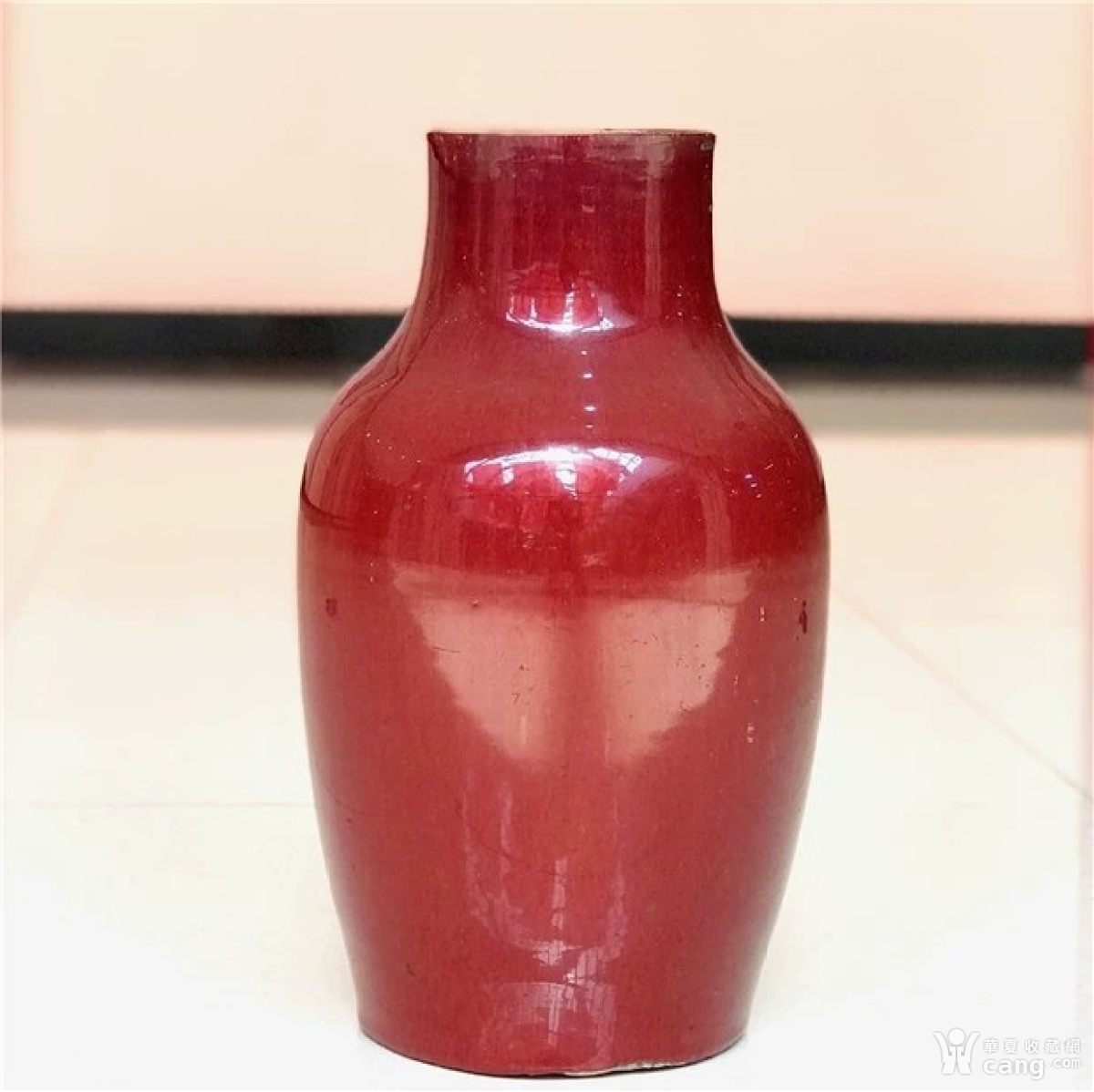 35cm清中期乾隆钧红釉大瓶釉水肥厚胎质干老陈设收藏美