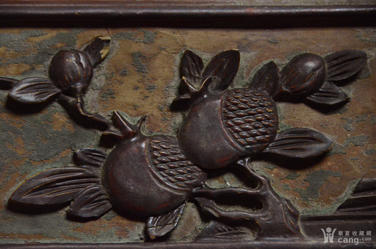 包老包真,一对清代精雕荷花石榴图案老木雕花板_地摊交易_华夏收藏网