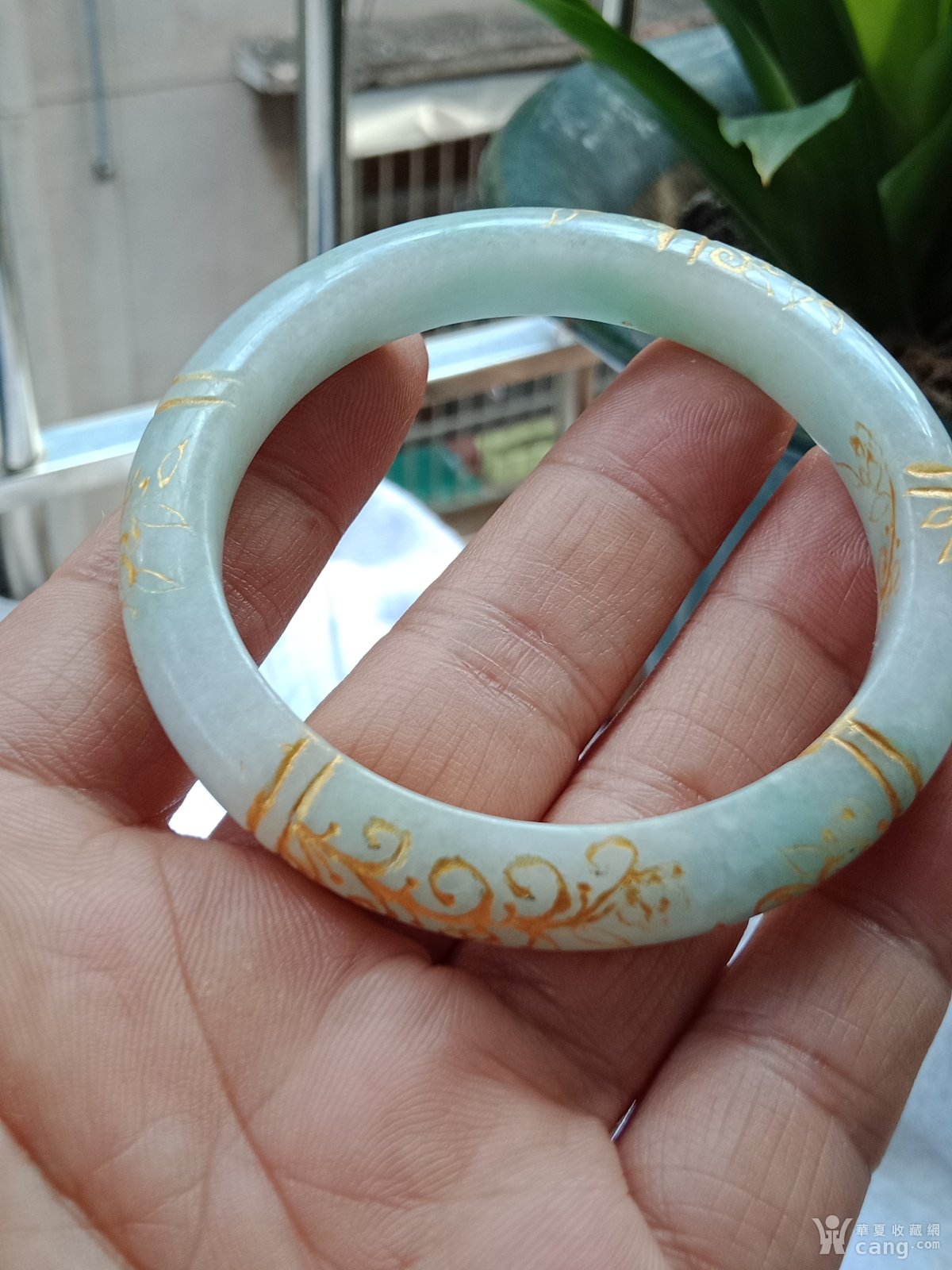 翡翠冰种603-8描金手镯(送证书)