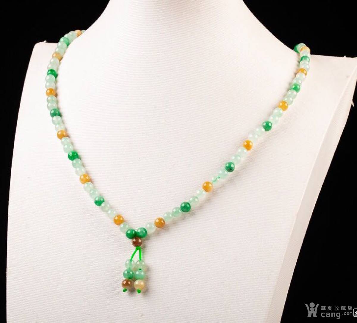 天然翡翠a货三彩水润圆珠项链毛衣链 - 串珠/链饰 - 翡翠 - 华夏收藏