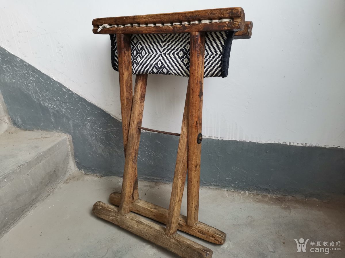 清代老榆木马扎