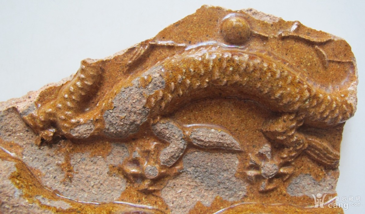 明早期 黄釉五爪龙 滴水瓦 残件