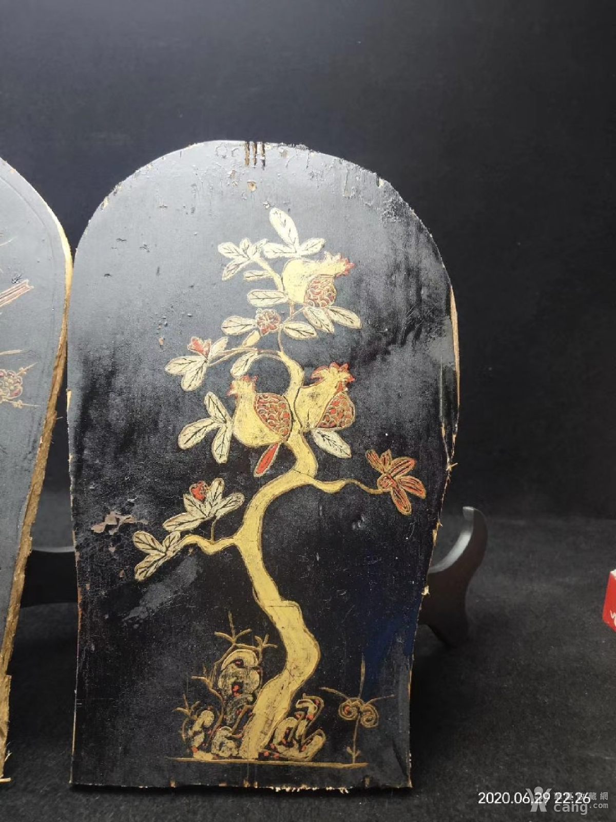 黑底描金漆画板,老花板木雕古董老家具构件古玩民俗老物件