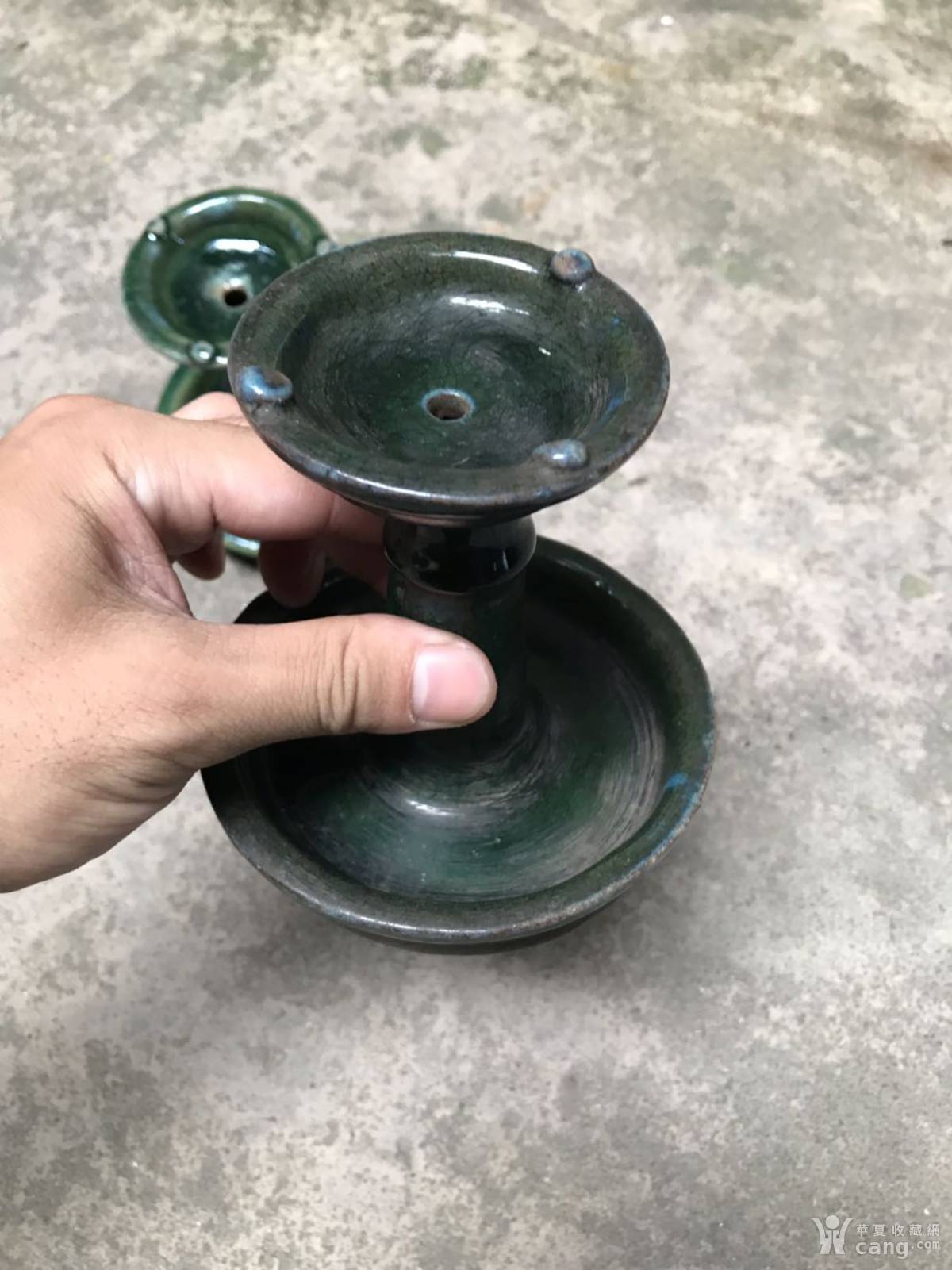 一对老石湾灯盏