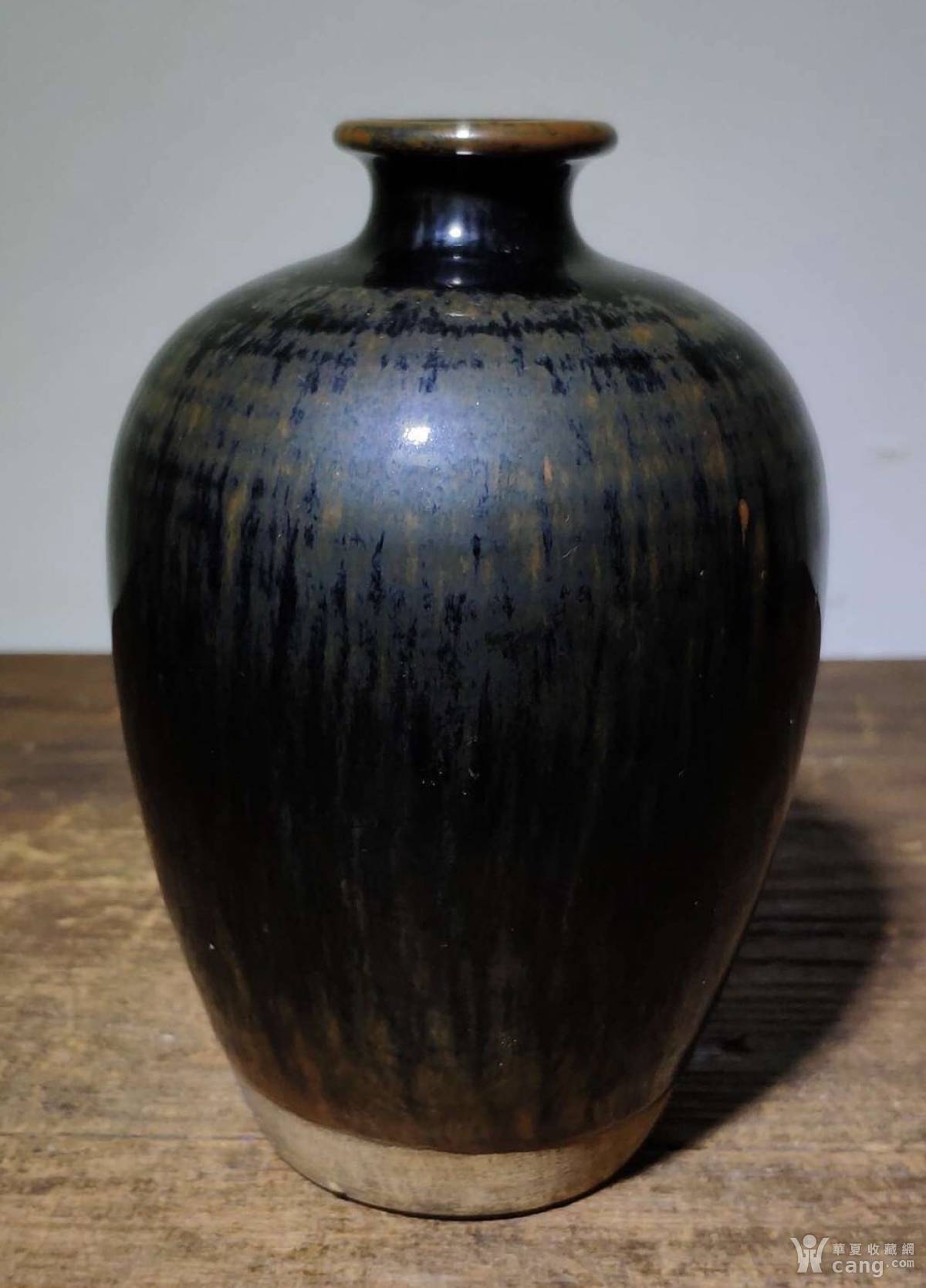 清～代.黑釉窑变梅瓶