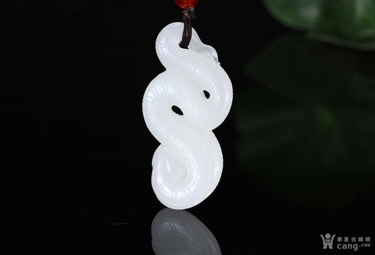 和田玉 白玉属相蛇吊坠挂件
