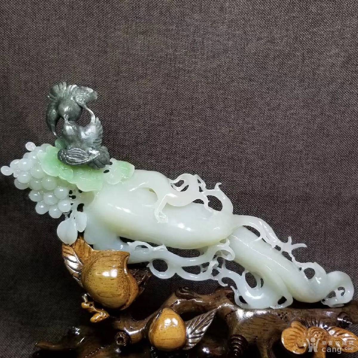 【鉴定优选】和田玉翠青三色 人生如意 摆件