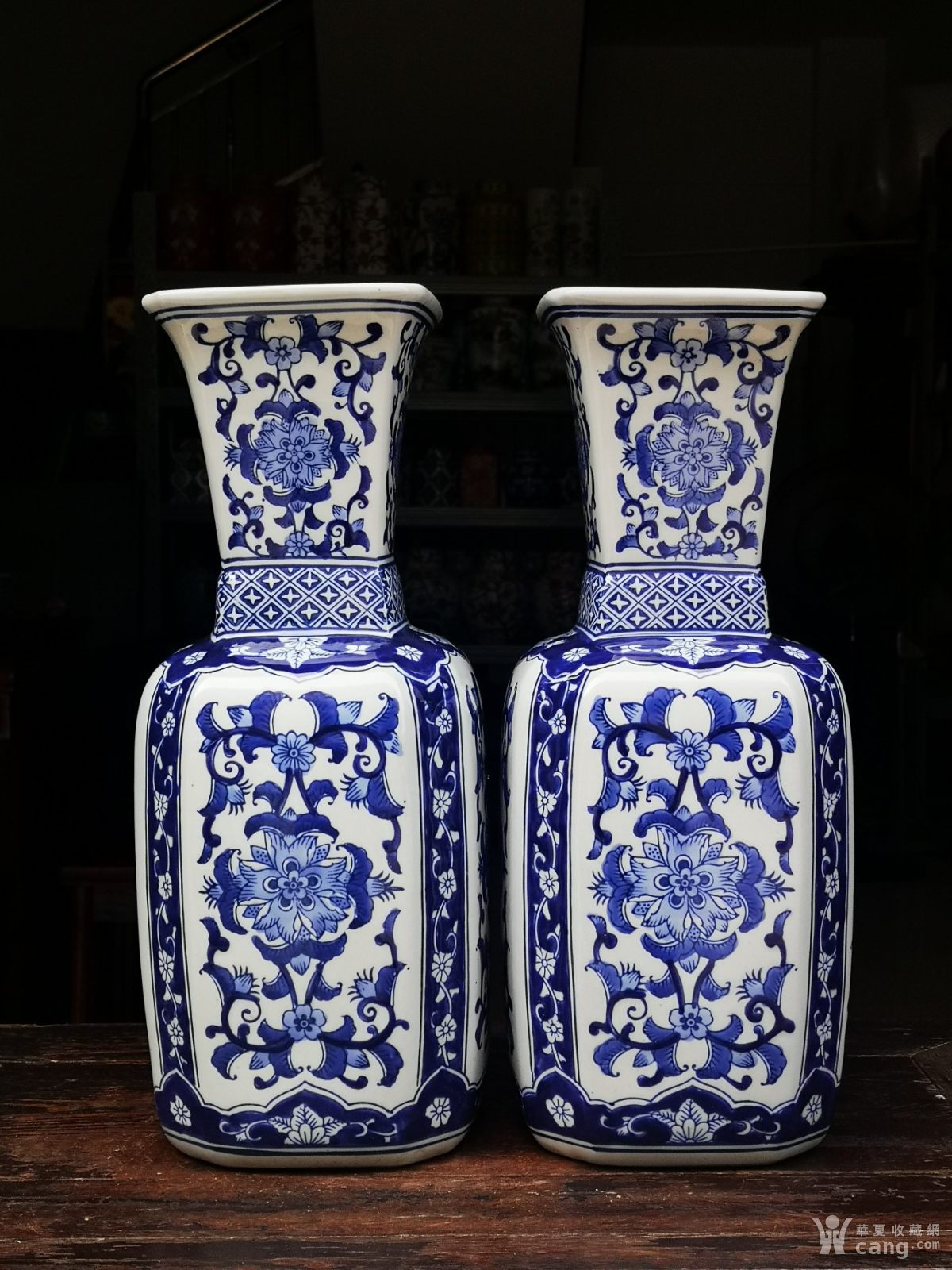 青花瓷花瓶瓷瓶摆件青花手绘花开富贵陶瓷大花瓶中式陶瓷落地花瓶