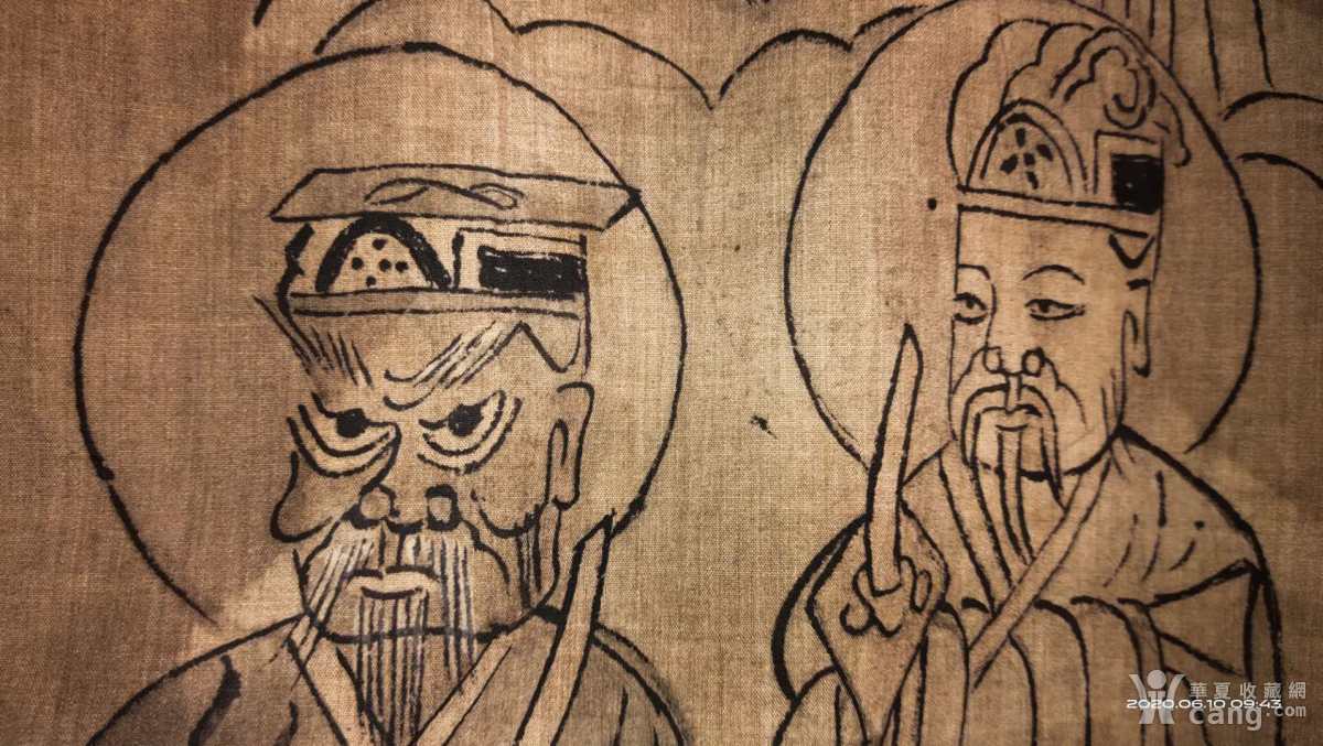 老布画,最上面估计是三清吧,线条简洁却生动传神,道教神仙画