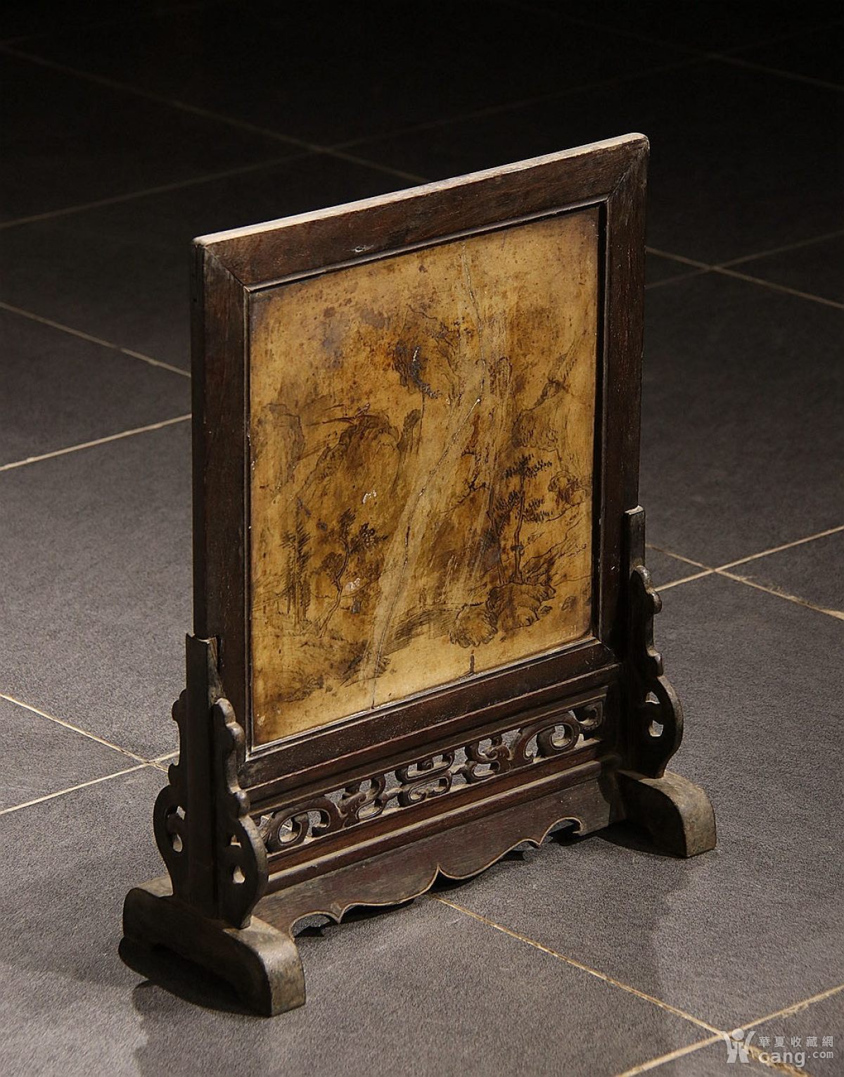 【 文案雅陈 铁犁汉白玉石面插屏 】