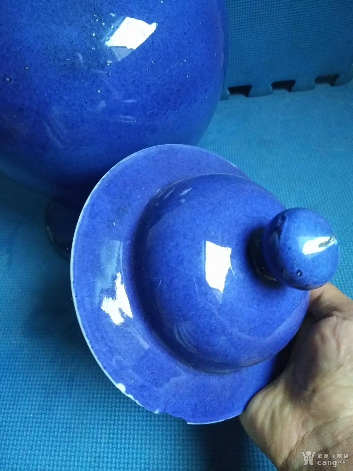 清代洒蓝釉大号将军罐