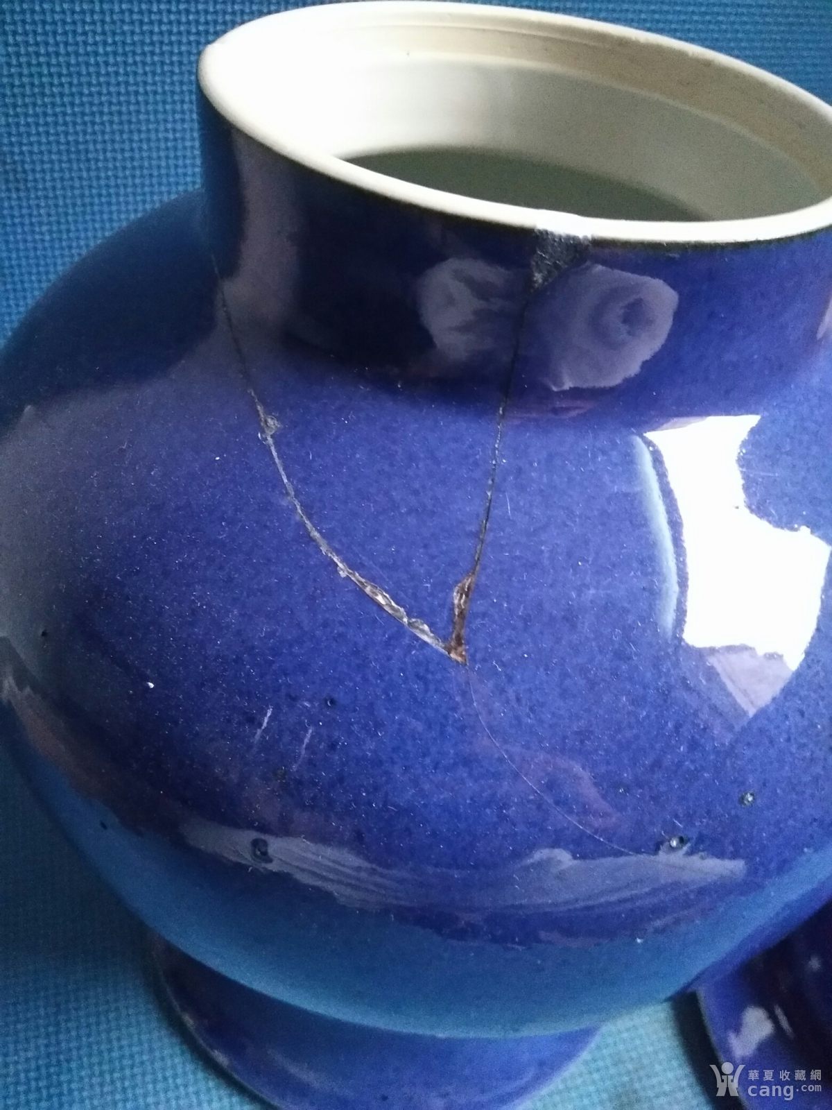 清代洒蓝釉大号将军罐