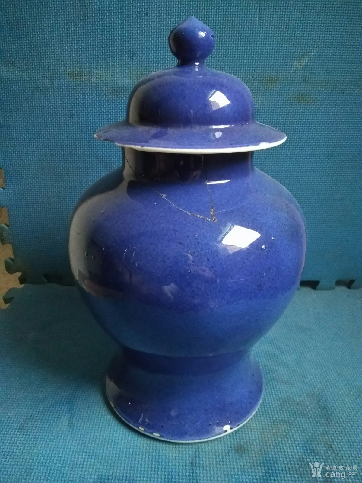清代洒蓝釉大号将军罐