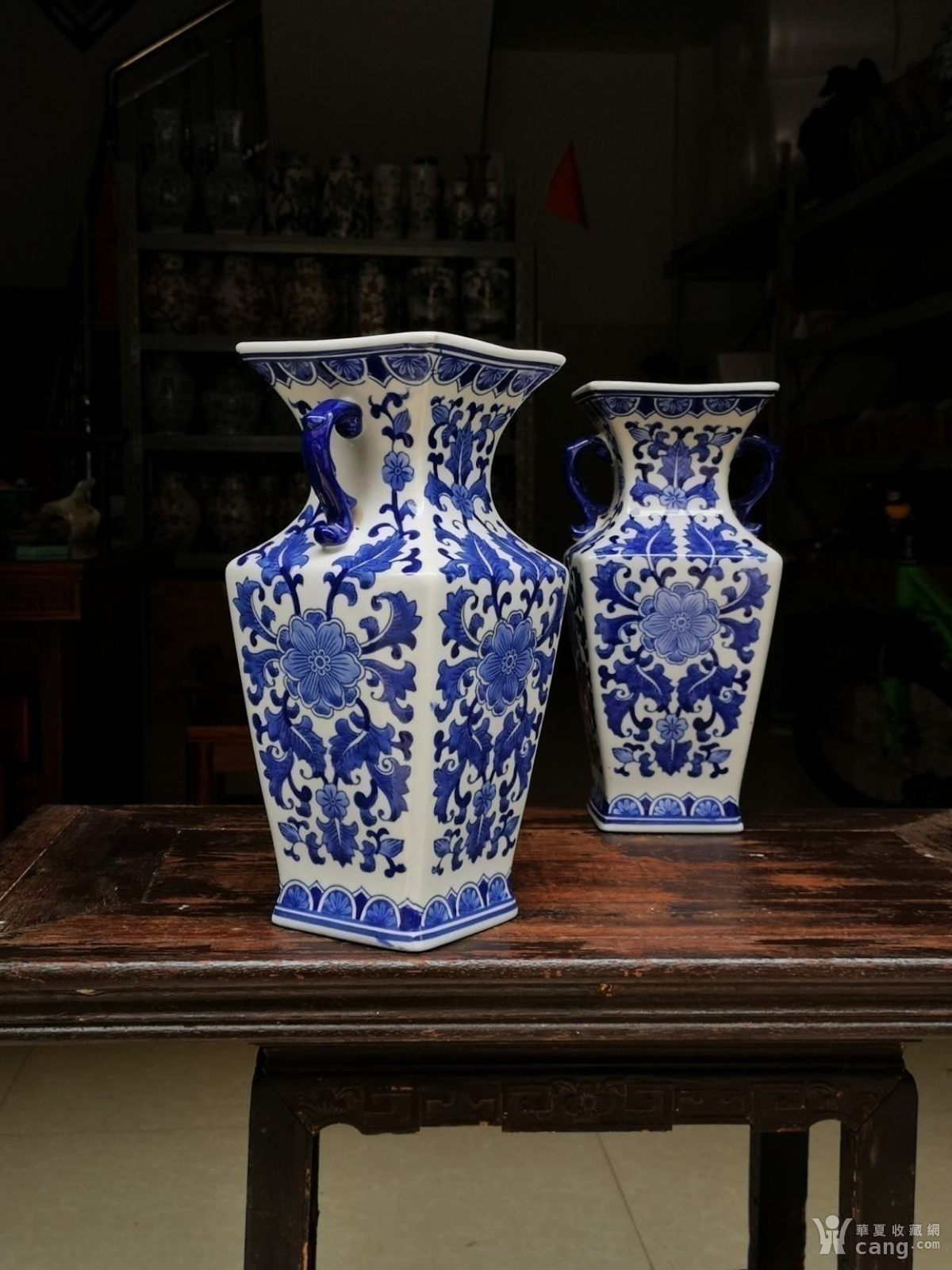 青花瓷花瓶瓷瓶摆件青花手绘花开富贵陶瓷大花瓶中式陶瓷落地花瓶