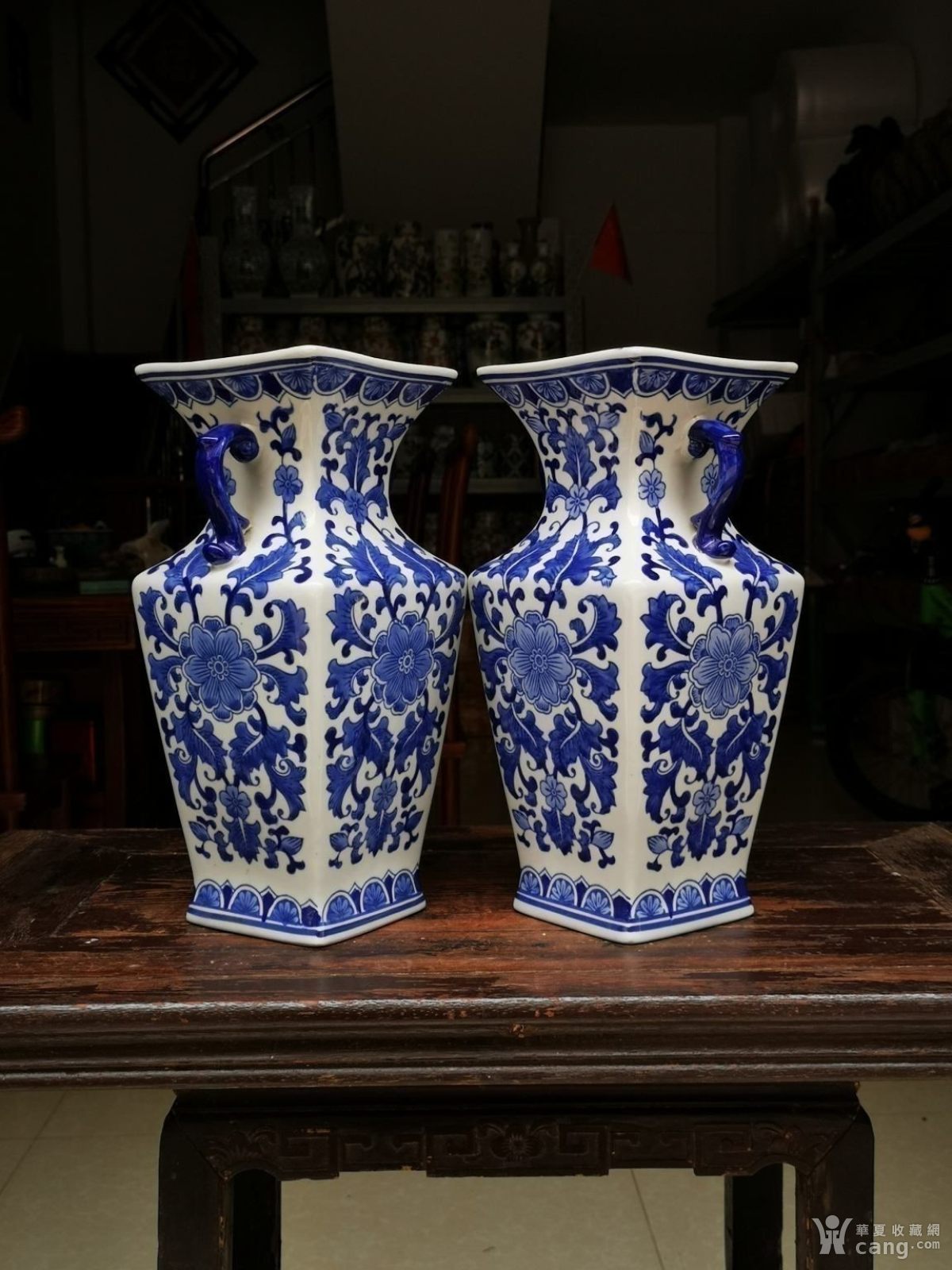 青花瓷花瓶瓷瓶摆件青花手绘花开富贵陶瓷大花瓶中式陶瓷落地花瓶