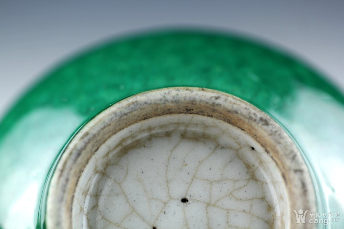 清早期郎窑绿釉鸡心洗 - 清 - 瓷器 - 华夏收藏网