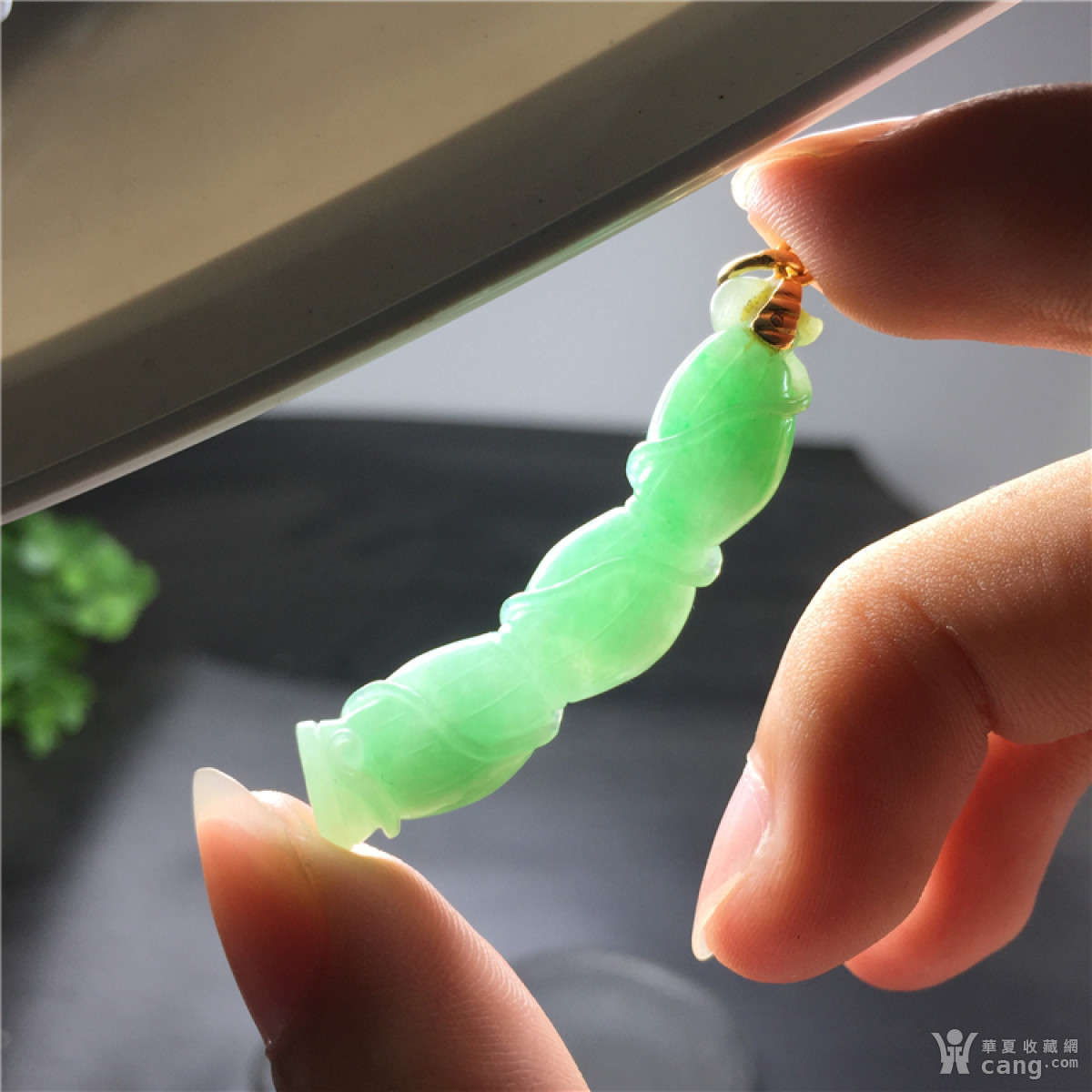 a35晚清民国糯豆种满绿翡翠藕节小吊坠