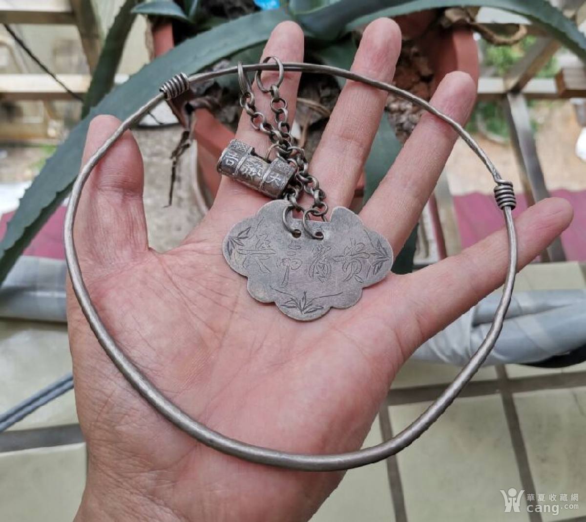 民国老银项圈锁银饰