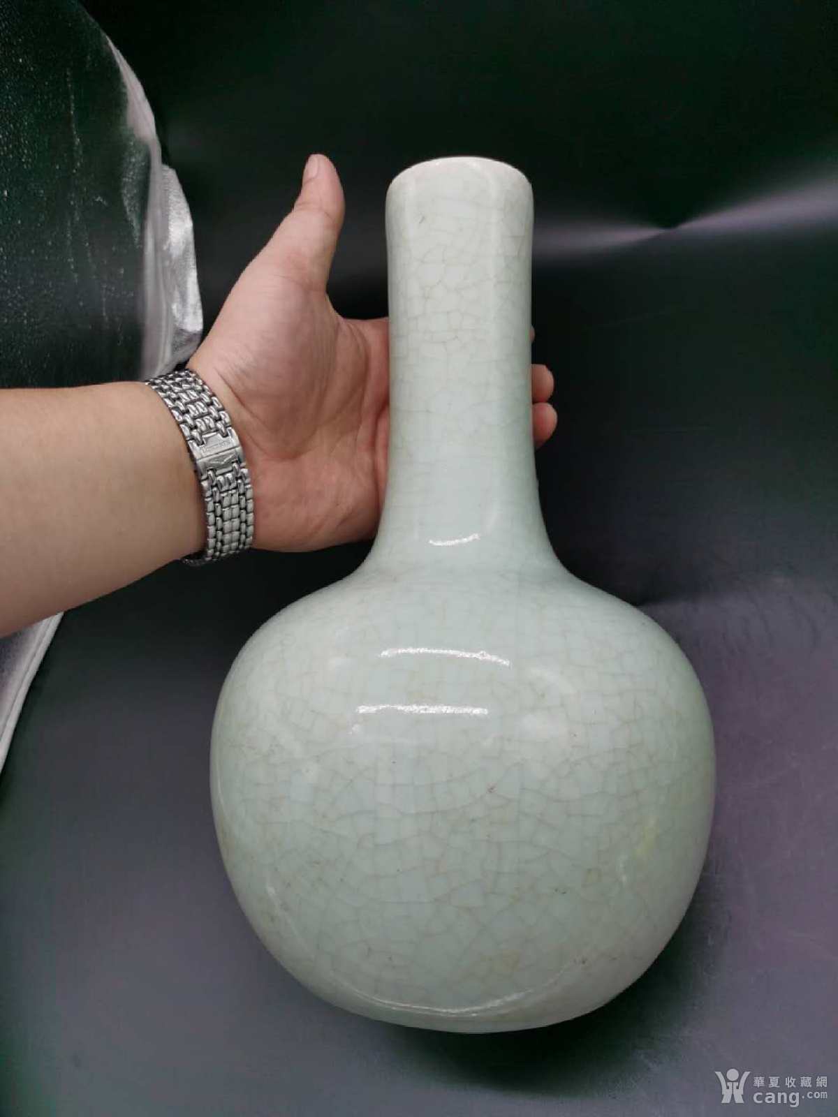 清代哥釉天球瓶_地摊交易_华夏收藏网