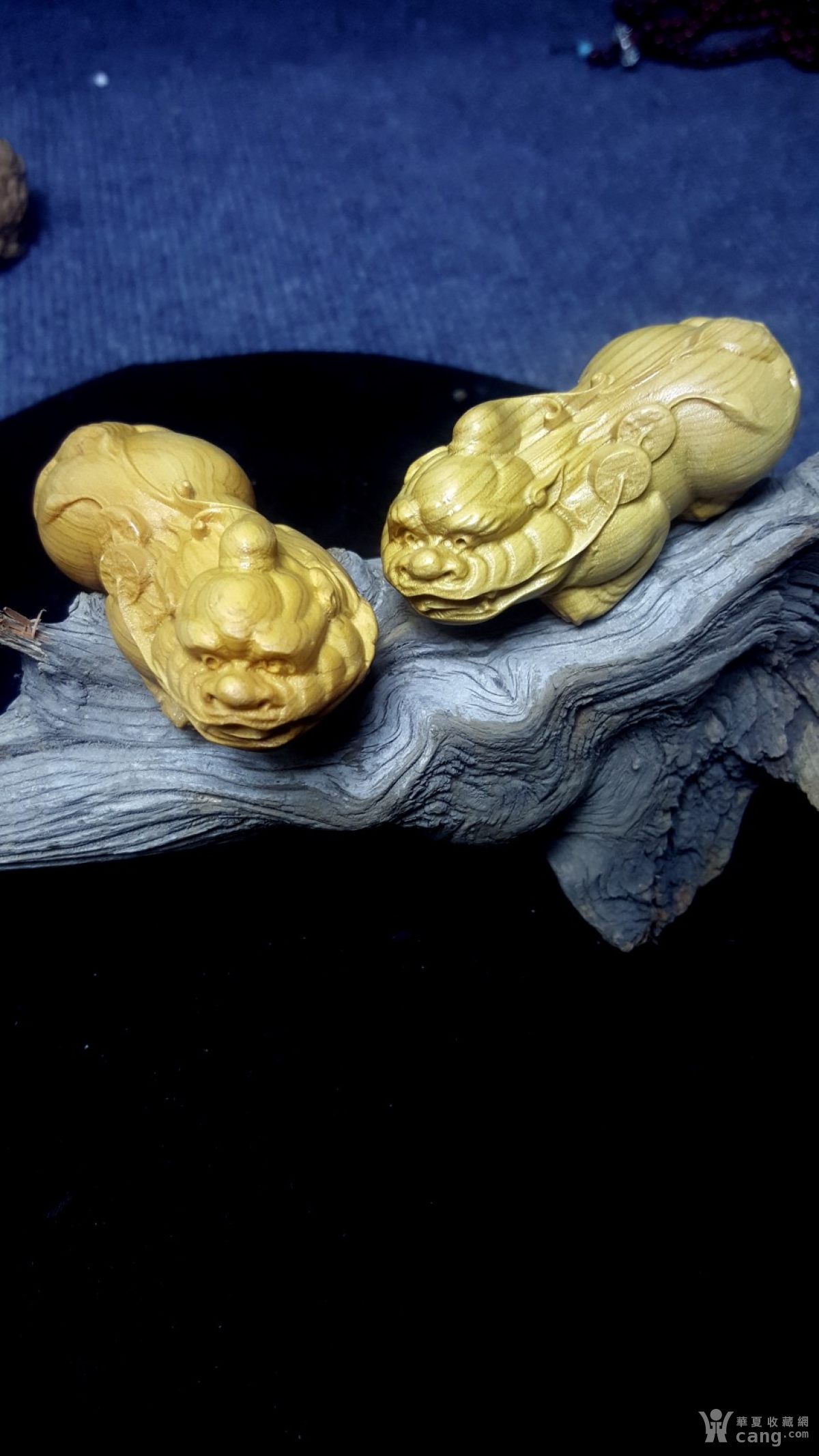 崖柏陈化料招财貔貅根雕木雕一对拍