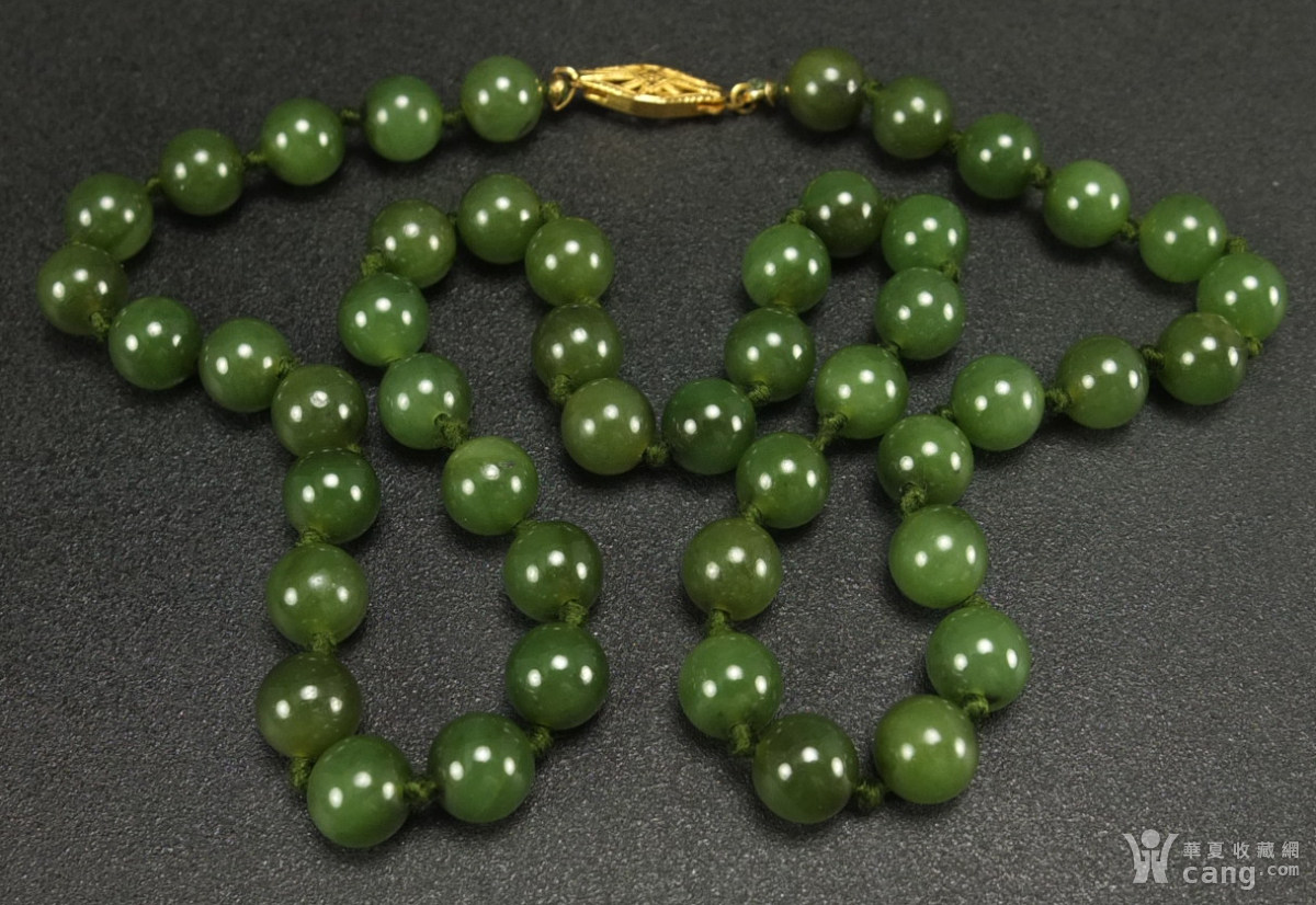 美国回流纯天然和田碧玉园珠项链