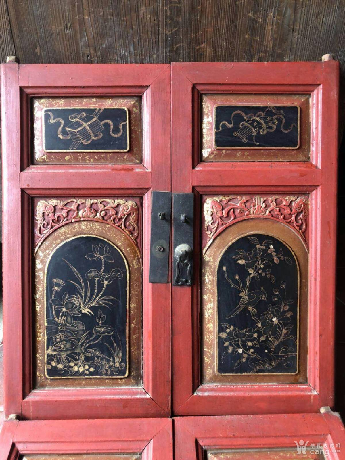 民国描金小柜门2对