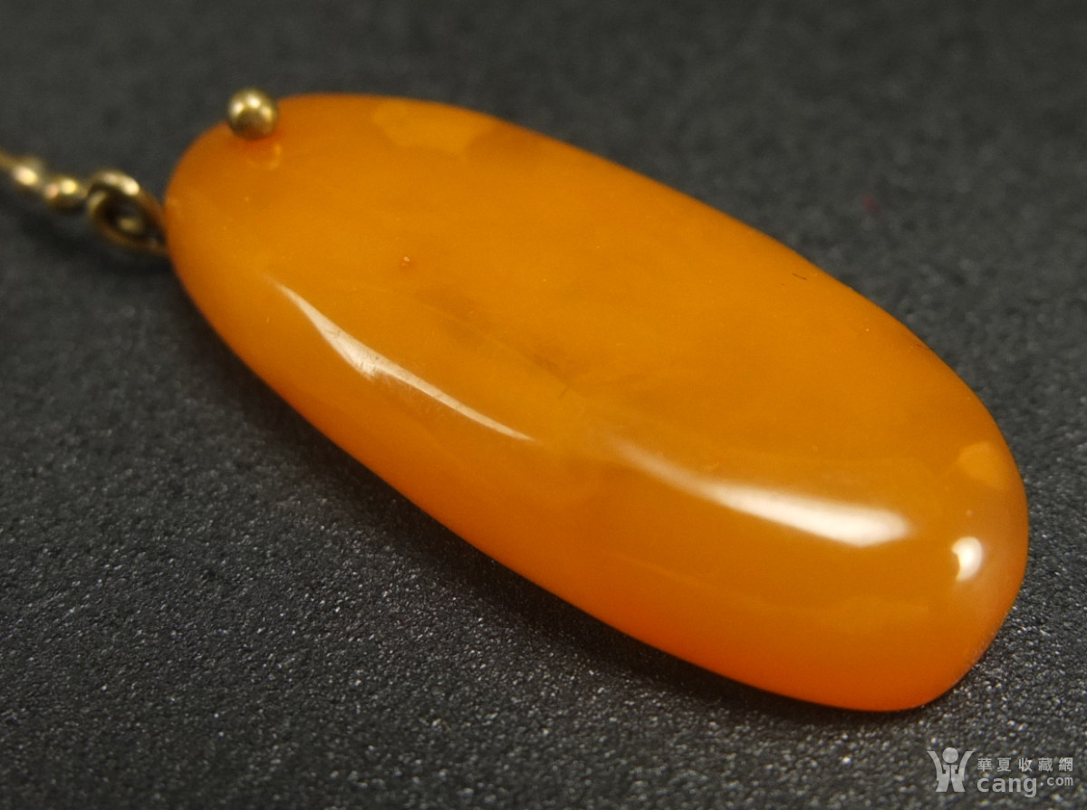 收藏清代7克 鸡油黄老蜜蜡耳环 一对