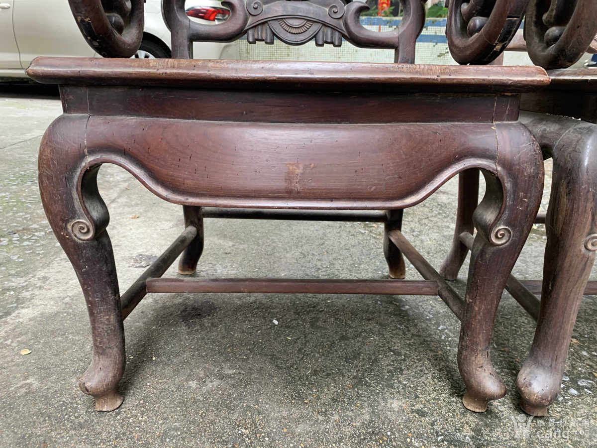 清代老红木酸枝 精美扶手椅一对