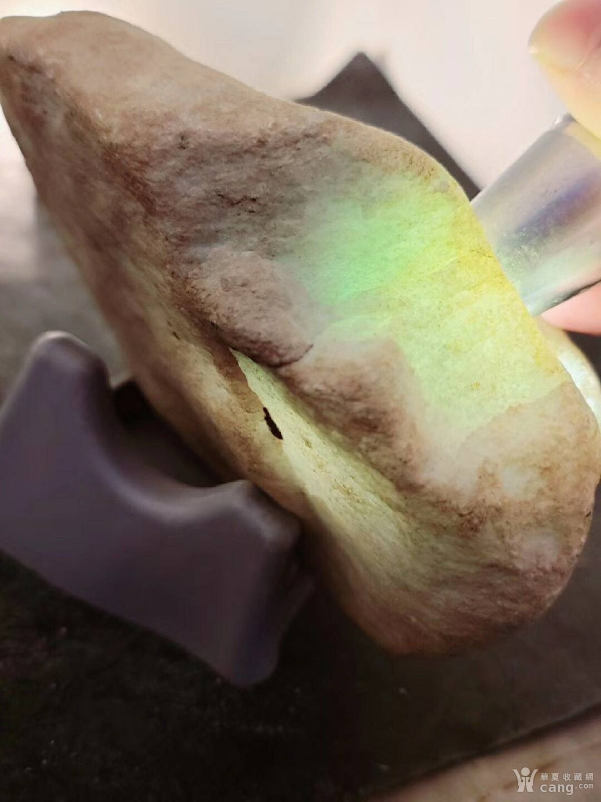 翡翠 原石/毛料 al732新货!老木那黄沙皮高冰种手镯料!重1.45千克!皮